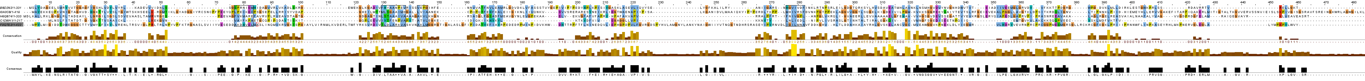 Раскраска ClustalX, выравнивание негомологичных последовательностей