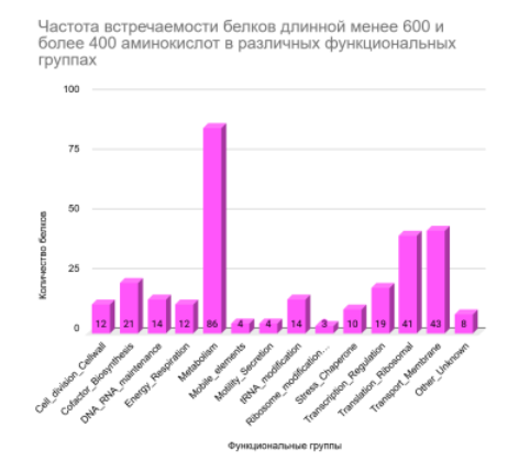 Гистограмма для белков от 400 до 600 аминокислот