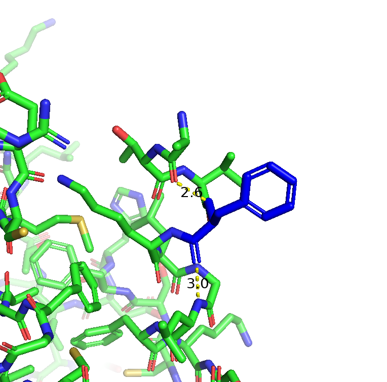 Контакты ДНК с F162
