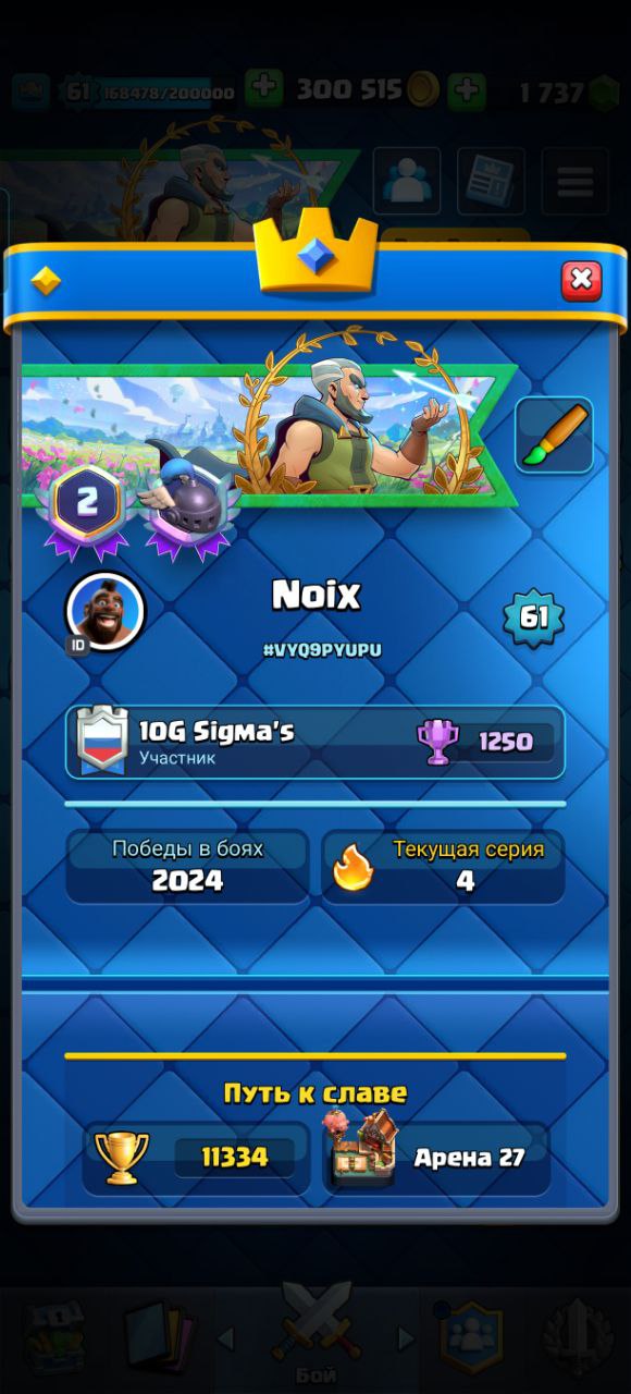 Профиль Clash Royale 1