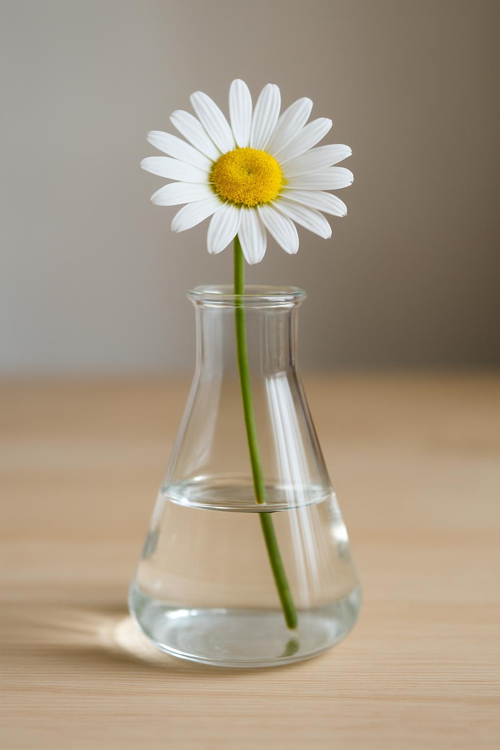 Вместо фото: ромашка в колбе