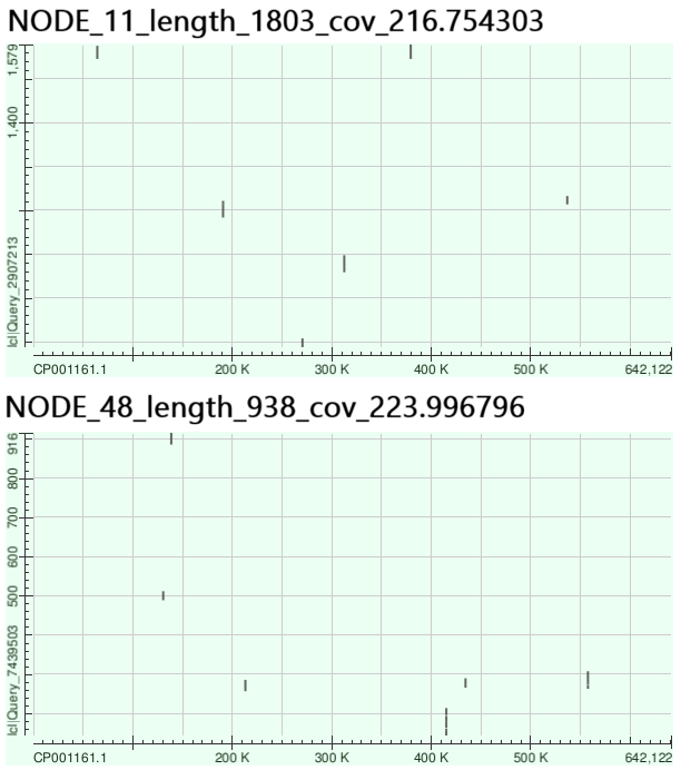 overcovered contig dot plot